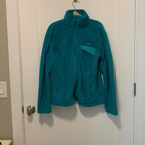 Turquoise blue full zip Patagonia re-tool fleece size large gently used
